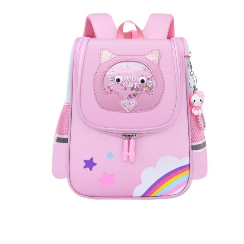 Kids Pink Rainbow Cat Kindergarten Schoolbag Backpack Bag
