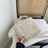 Lace Bow Square Woven Handbag