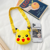 Cute Yellow Pikachu Expression Silicone Single Shoulder Bag Coin Purse