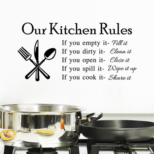 Home Decorative Slogan  Our Kitchen Rules  Kitchen Room Decorative Wallpaper Stickers