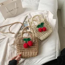 Fashion Cherry Woven Shoulder Bag Handbag