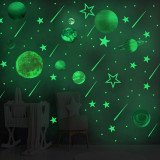 Home Decorative Creative Night Light Star Moon Planet Decorative Wallpaper Bedroom Children's Room Green Fluorescent