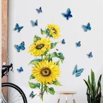 Home Decorative Sunflower Wall Paste 3D Color Three-Dimensional Butterfly Personality Creativity Sticker