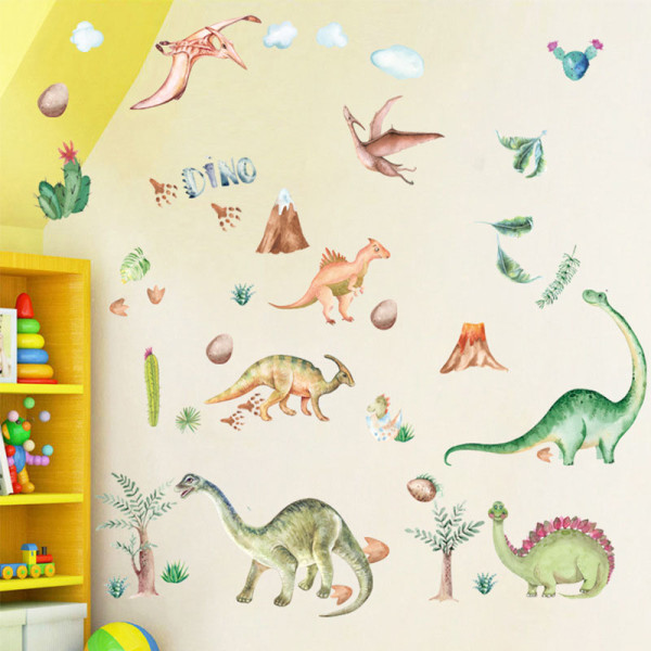 Dinosaur Cartoon Cute Animals Plane Wall Stickers Wallpaper Children Room Kindergarten Decoration
