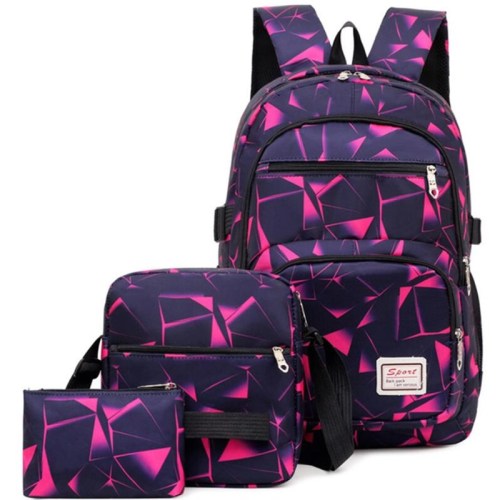 Macthing Color Student Sports Leisure Backpack School Bag 3 Sets