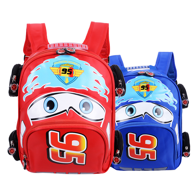 Students Racing Cars Kindergarten Schoolbag Backpack Bag