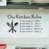 Home Decorative Slogan  Our Kitchen Rules  Kitchen Room Decorative Wallpaper Stickers