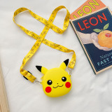 Cute Yellow Pikachu Expression Silicone Single Shoulder Bag Coin Purse