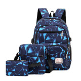 Macthing Color Student Sports Leisure Backpack School Bag 3 Sets