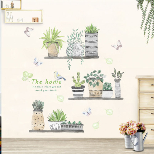 Home Decorative Cactus Wall Stickers Wallpaper Art Living Room Dormitory Bedroom Decoration