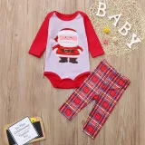 Christmas Family Matching Pajamas Christmas Red Santa Claus Top and Red Plaid Pant Set