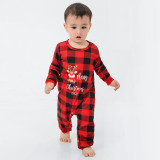 Christmas Family Matching Sleepwear Pajamas Sets Cute Deer Slogan Plaids Top and Pants With Dog Cloth