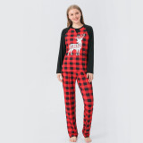 Christmas Family Matching Sleepwear Pajamas Sets Red Plaids Letter Deer Family Pajamas