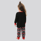 Christmas Family Matching Sleepwear Pajamas Black Sets Rainbow Letter Deer Tops And Multielement Pants
