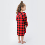 Christmas Family Matching Sleepwear Pajamas Sets Red Plaids Shirt Sets With Dog Cloth