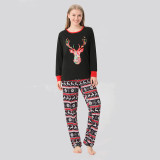 Christmas Family Matching Sleepwear Pajamas Black Sets Rainbow Letter Deer Tops And Multielement Pants