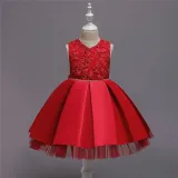 Toddler Girl Embroidered Jewelry Flower Tutu Bowknot Party Gown Dresses