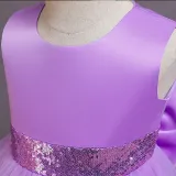 Girl Tutu Flowers Sequins Bowknot Trailing Gown Dresses