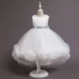 Girl Tutu Flowers Sequins Bowknot Trailing Gown Dresses