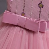 Girl Gold Sequins Flowers Embroidery Tutu Princess Gown Dresses