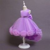 Girl Tutu Flowers Sequins Bowknot Trailing Gown Dresses