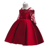 Girl Lace Flower Off The Shoulder Hollowed-Out Princess Gown Dresses