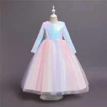 Girl White Sequins Tutu Princess Bowknot Party Gown Dresses