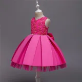 Toddler Girl Embroidered Jewelry Flower Tutu Bowknot Party Gown Dresses