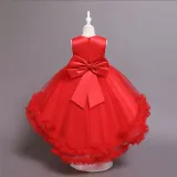 Girl Tutu Flowers Sequins Bowknot Trailing Gown Dresses