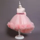 Girl Tutu Flowers Sequins Bowknot Trailing Gown Dresses