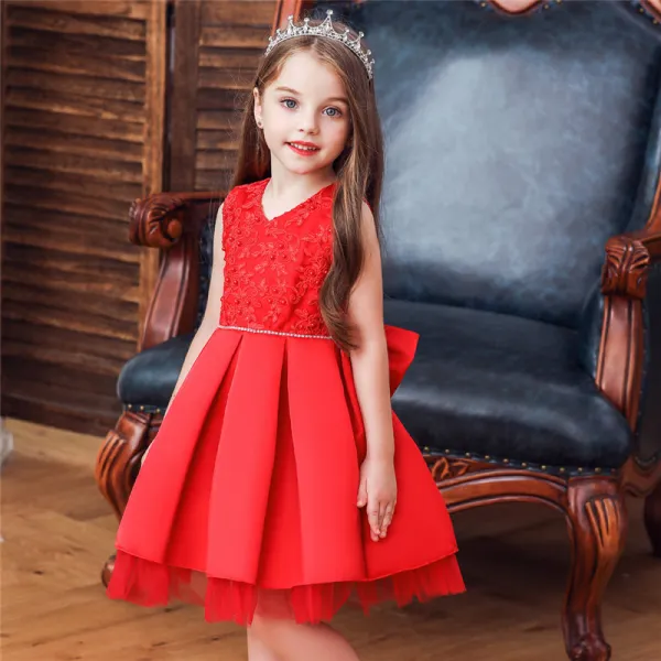 Toddler Girl Embroidered Jewelry Flower Tutu Bowknot Party Gown Dresses