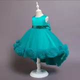 Girl Tutu Flowers Sequins Bowknot Trailing Gown Dresses