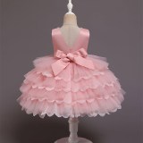 Baby Toddler Girl Tutu Four Layers Princess Sleeveless Dresses Birthday Party Gown Dress