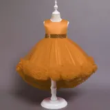 Girl Tutu Flowers Sequins Bowknot Trailing Gown Dresses