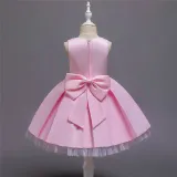 Toddler Girl Embroidered Jewelry Flower Tutu Bowknot Party Gown Dresses