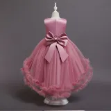 Girl Tutu Flowers Sequins Bowknot Trailing Gown Dresses