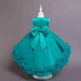 Girl Tutu Flowers Sequins Bowknot Trailing Gown Dresses
