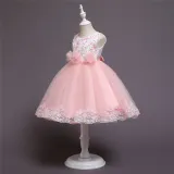 Girl Pearls Tutu Floral Embroidered Bowknot Tutu Gown Dresses