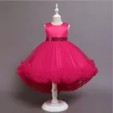 Girl Tutu Flowers Sequins Bowknot Trailing Gown Dresses