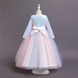 Girl White Sequins Tutu Princess Bowknot Party Gown Dresses