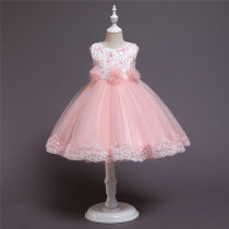 Girl Pearls Tutu Floral Embroidered Bowknot Tutu Gown Dresses