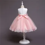 Girl Pearls Tutu Floral Embroidered Bowknot Tutu Gown Dresses