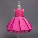 Toddler Girl Embroidered Jewelry Flower Tutu Bowknot Party Gown Dresses
