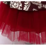 Toddler Girl Gold Embroidery Flowers Sequins Bowknot Backless Tutu Gown Dress