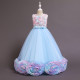 Girl Tutu Rainbow Flowers Princess Party Gown Maxi Dresses