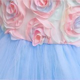 Girl Rainbow Tutu Flower Princess Sleeveless Dresses Two Layers Gown Dress