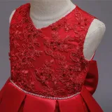 Toddler Girl Embroidered Jewelry Flower Tutu Bowknot Party Gown Dresses