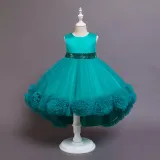 Girl Tutu Flowers Sequins Bowknot Trailing Gown Dresses