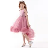 Girl Tutu Flowers Sequins Bowknot Trailing Gown Dresses
