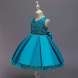 Toddler Girl Embroidered Jewelry Flower Tutu Bowknot Party Gown Dresses